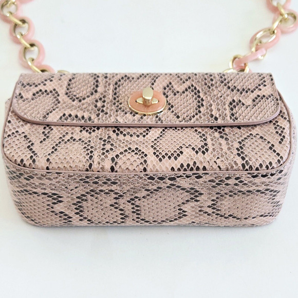 Topshop Shoulder Bag Pink Snake Print Baguette Maximalist Cocktail Party Kawaii - Picture 9 of 14